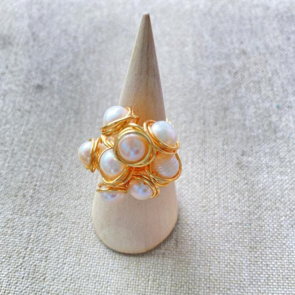 Anillo Anita | Perlas Cultivadas| Oro laminado 18K