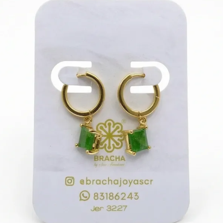 Argollas Sage | Oro laminado 18K con cristal
