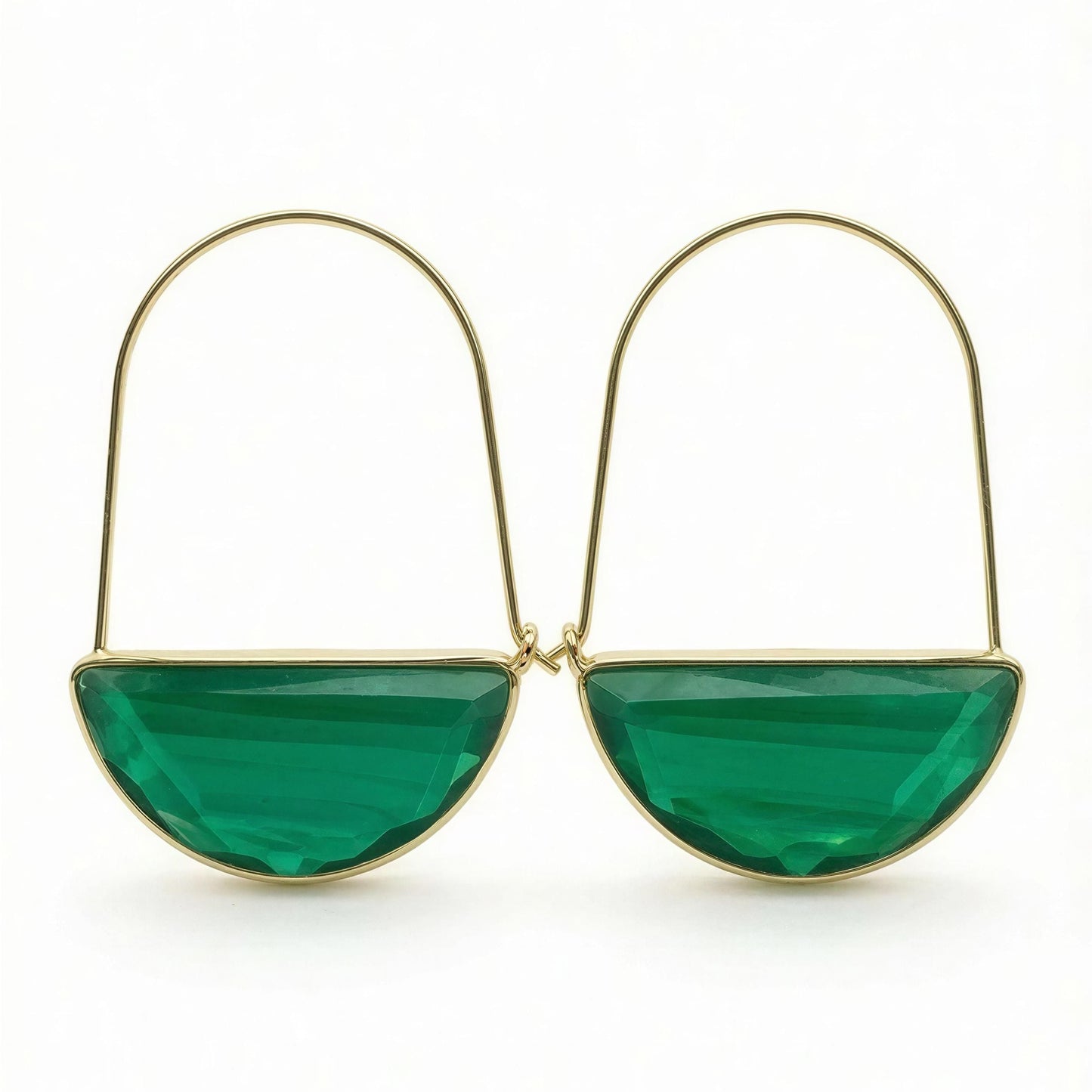 Argollas Lina | Bronce baño de oro | Cristal