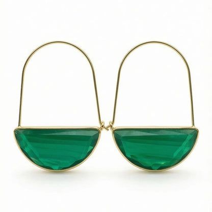Argollas Lina | Bronce baño de oro | Cristal