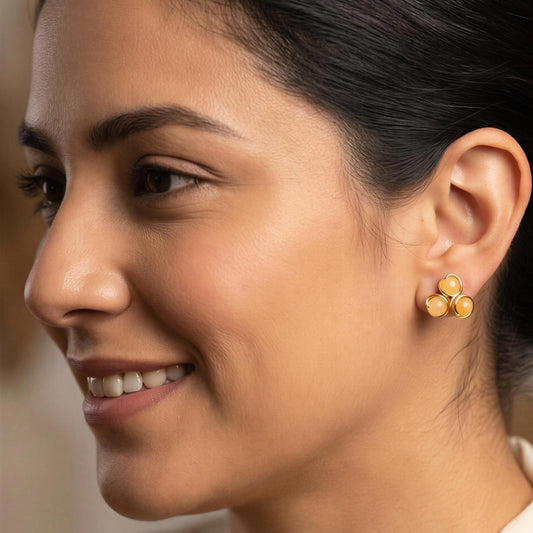 Aretes Tracy | Piedra Natural | Oro laminado 18K