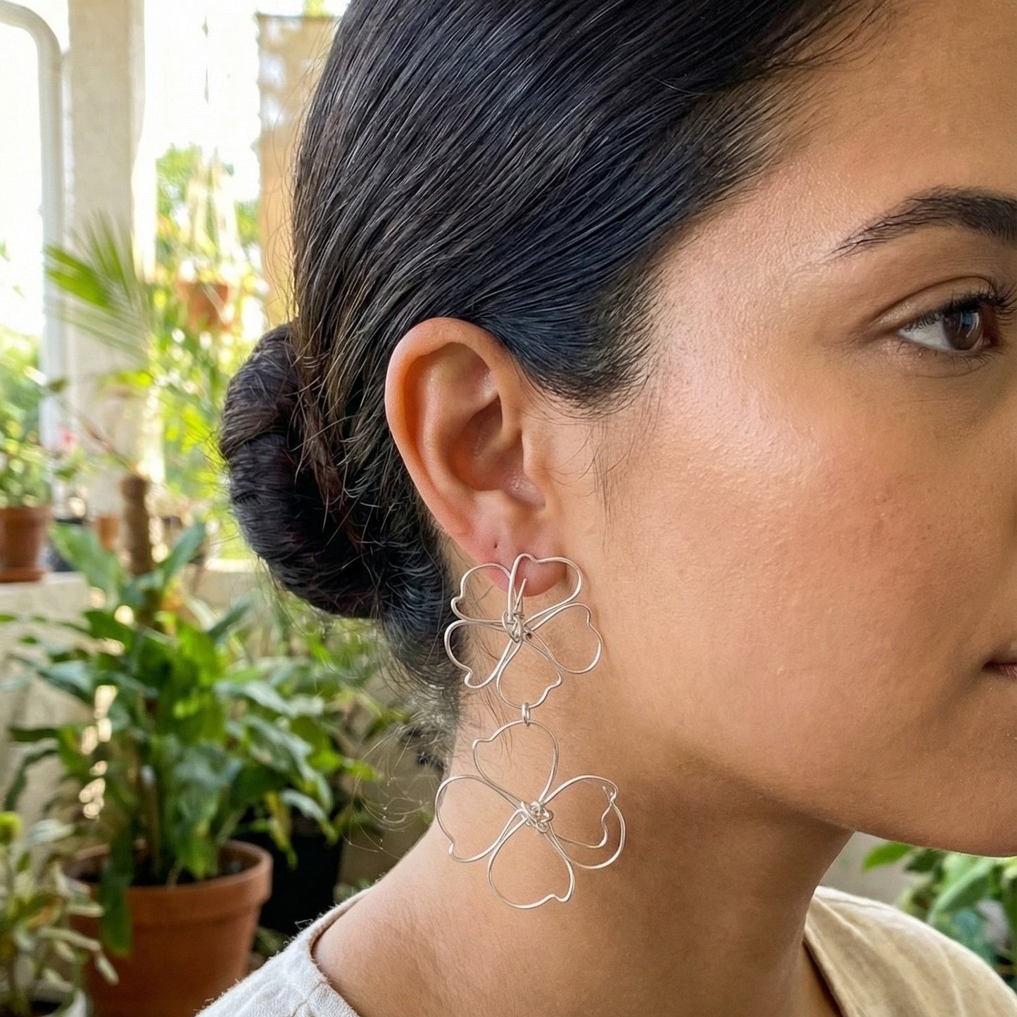 Aretes Gardenia Largos