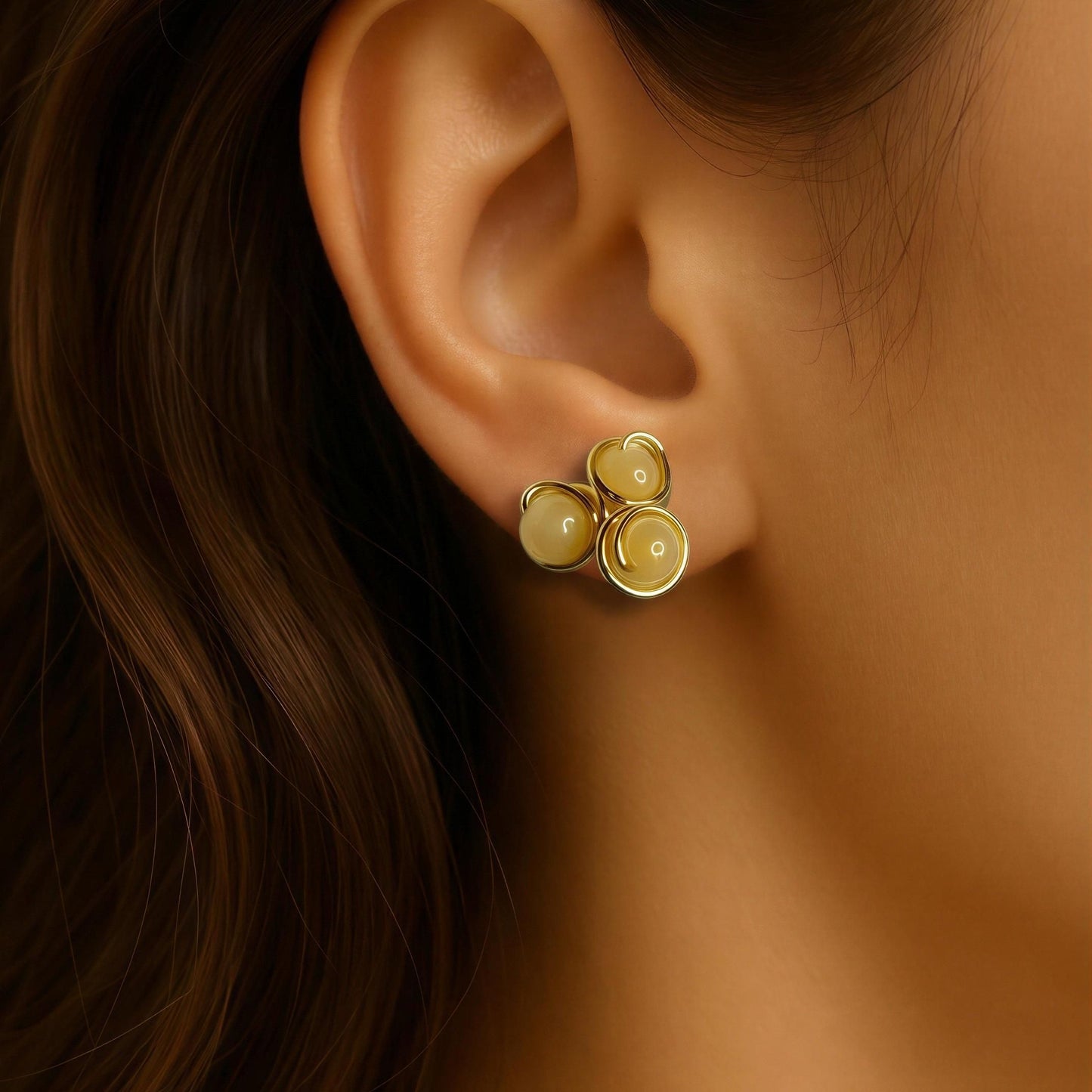Aretes Tracy | Piedra Natural | Oro laminado 18K