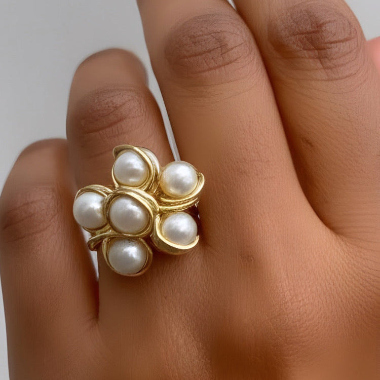 Anillo Anita | Perlas Cultivadas| Oro laminado 18K