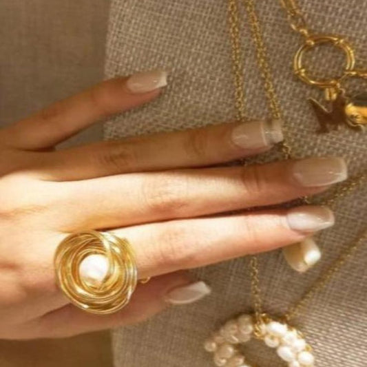 Anillo nido con perla cultivada 