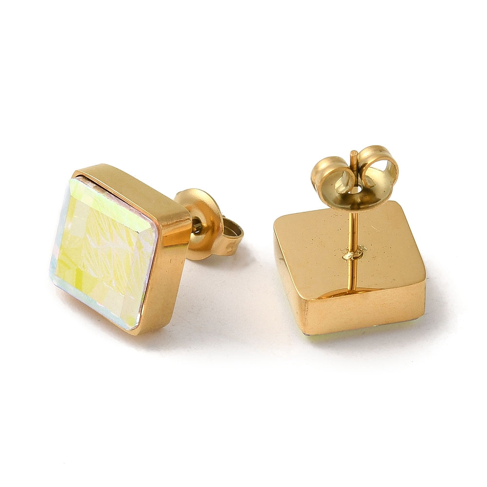 Aretes cuadritos de Cristal