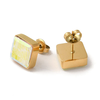 Aretes cuadritos de Cristal