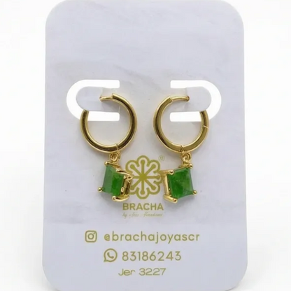 Argollas Sage | Oro laminado 18K con cristal