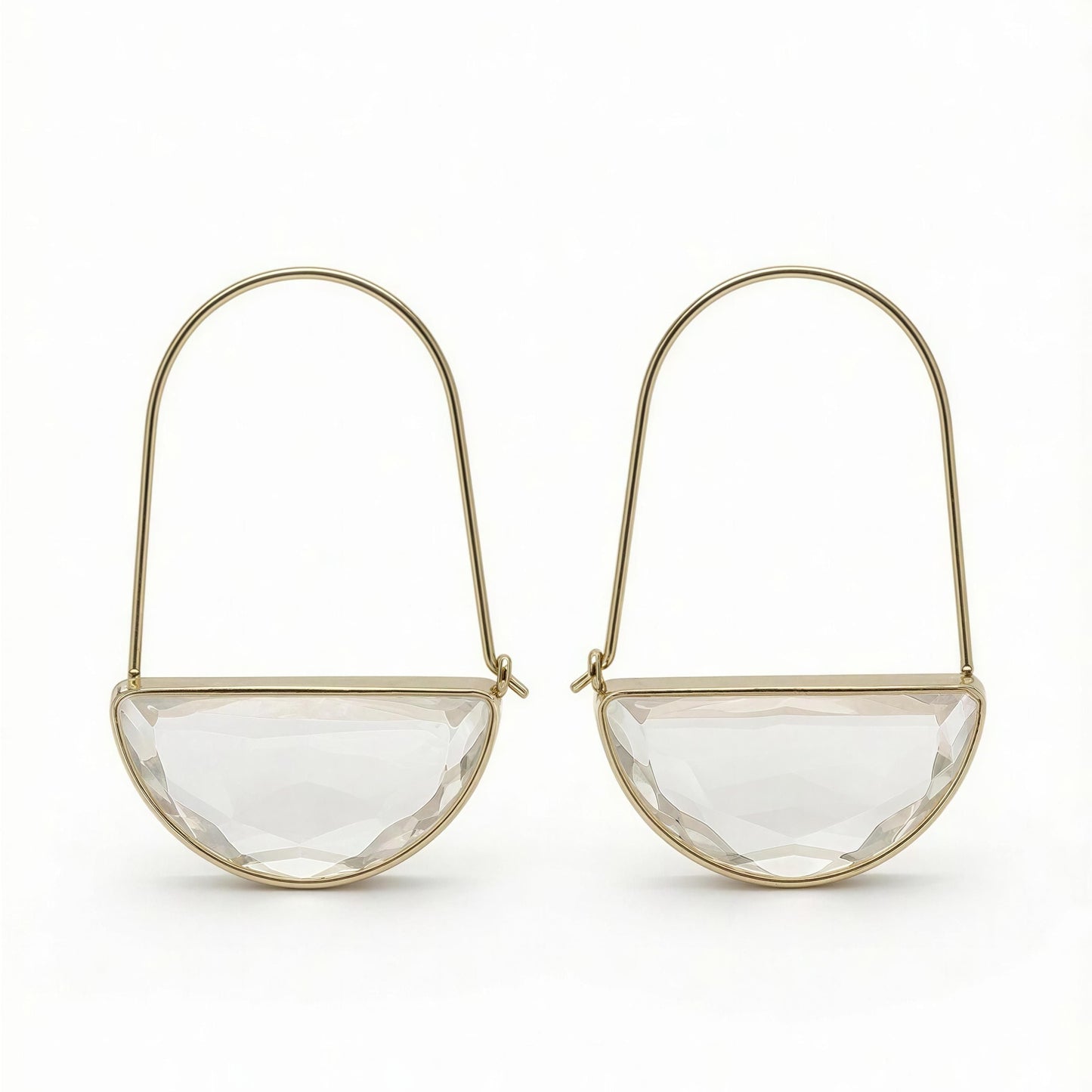 Argollas Lina | Bronce baño de oro | Cristal