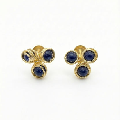 Aretes Nadia | Oro laminado 18K | Piedra Oro Azul